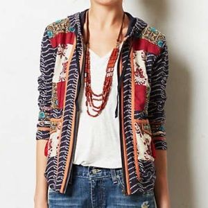 Lilka Anthropologie Hooded Sweatshirt Size M Patchwork Full Zip Hoodie